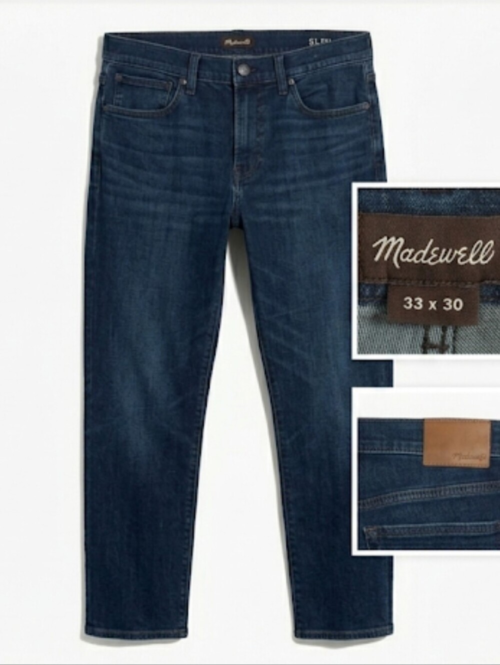 Madewell Men's Athletic Slim Fit  Denim Jeans Sz 33×30 Roomy Seat/Thighs